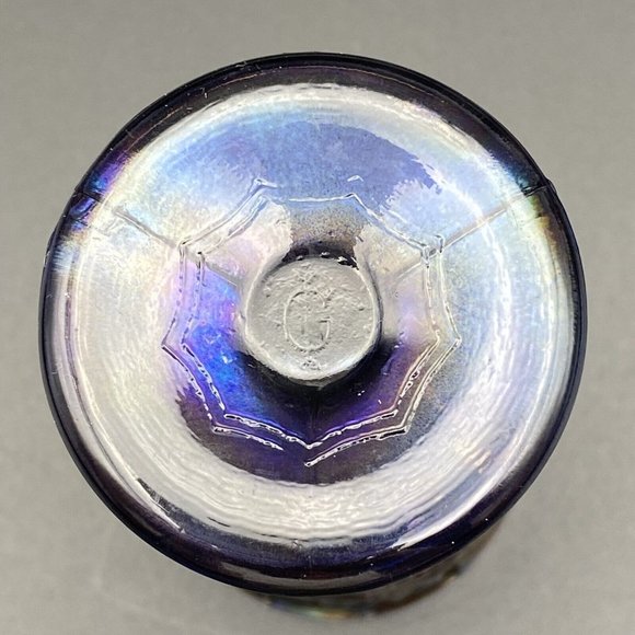 Imperial Purple Carnival Glass Grape Wine Glass Stem Wine Glass 4" Tall - Picture 6 of 10